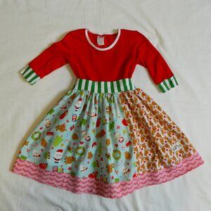 Girls size 4t Christmas Dress Reindeer Snowman Santa
